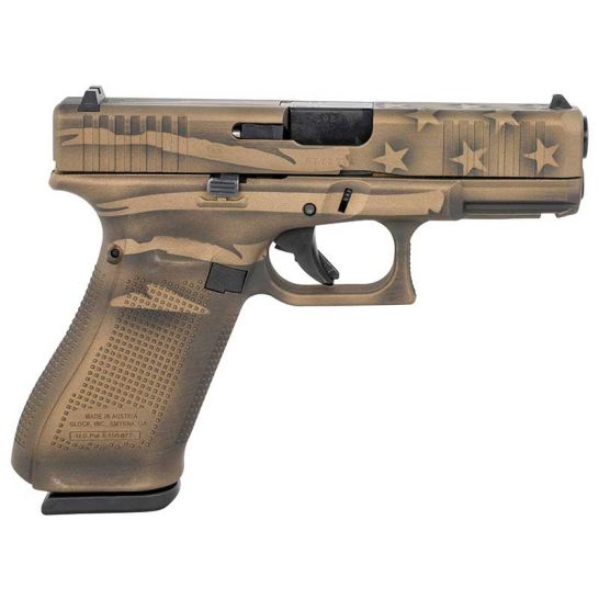 Glock G45 Gen5 MOS 9mm Pistol 4.09" 17rd, Burnt Bronze Flag