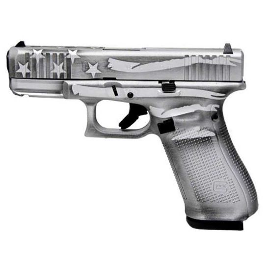 Glock G45 9mm Pistol 4.02" 17rd Battleship Gray Distressed Flag- PA455S204