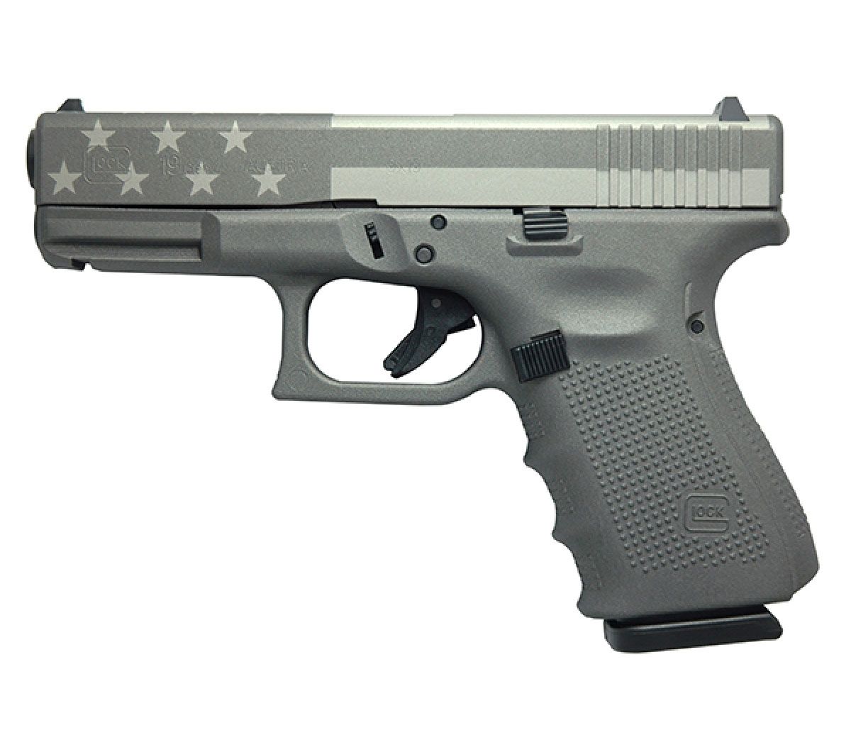 Glock G19 Gen4 9mm 15rd 4" Pistol Grey American Flag - UG1950203GREYFLAG