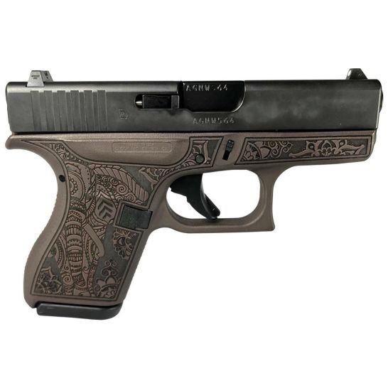 Glock G42 Custom Elephant Engraved Vortex Bronze Subcompact .380 ACP 3.25" 6rds, Bronze