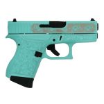 Glock G43 Gen 4 Custom Robin's Egg Blue Glock & Roses Subcompact 9mm 3.41" 6rds, Robin's Egg Blue