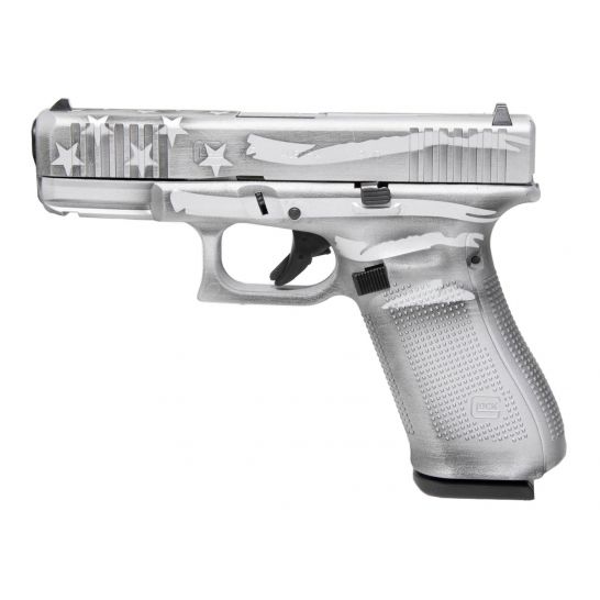 Glock 45 Gen 5 FS 9mm Pistol, Battleship Gray Distressed Flag - PA455S204