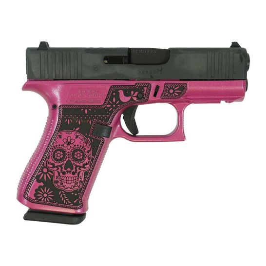 Glock G43X Sugar Skull Subcompact 9mm 3.41" 10rds, Medusa Pink