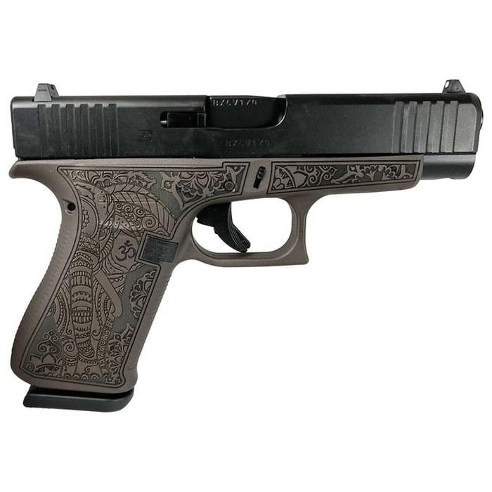 Glock G48 Custom Vortex Bronze Elephant Engraved Compact 9mm 4.17" 10rds, Bronze